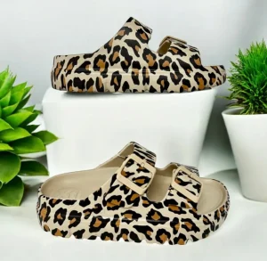 XTI Ladies Leopard Print Buckles Mule Sandal 142550